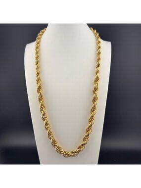 Gold Rope Chain Necklace Graduated Thick Retro Classic 22"